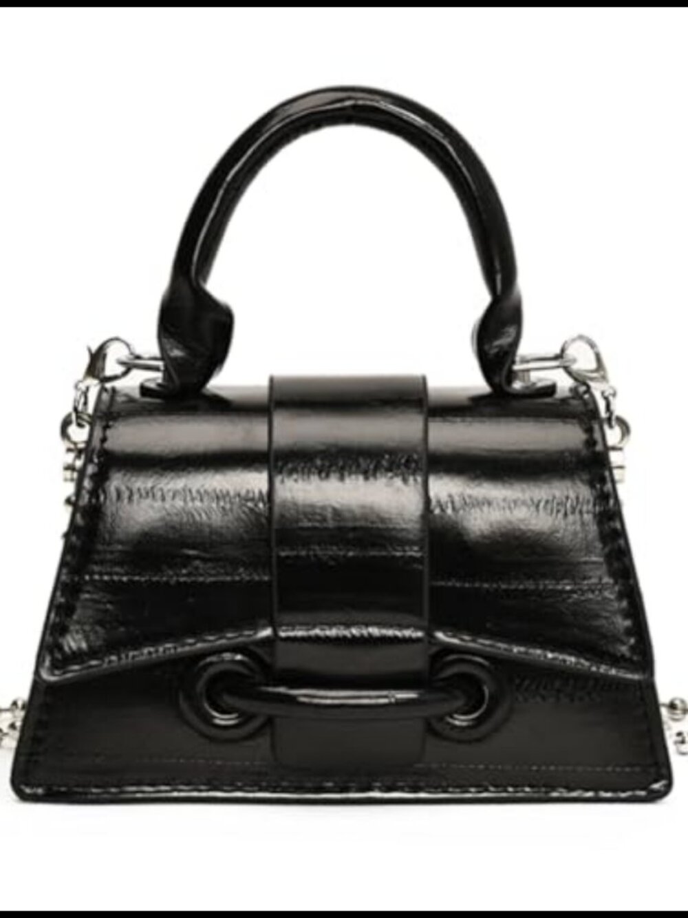 Mini PU Leather Crossbody Handbag Detachable Pearl Strap Prom Wedding